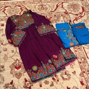 Purple 3 piece Afghani Dress Set